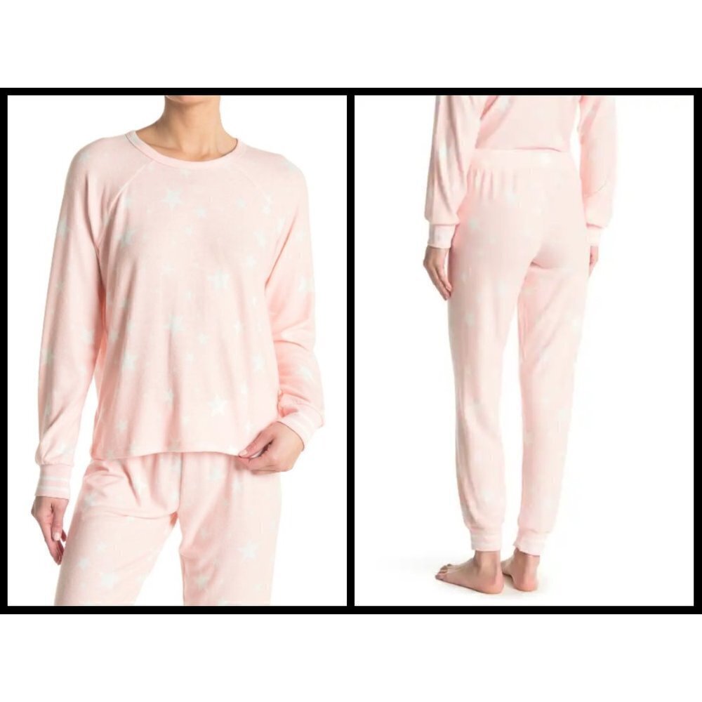 💕PJ SALVAGE💕 Pajama Set ~ Star Print Peach Pink Large L NWT
